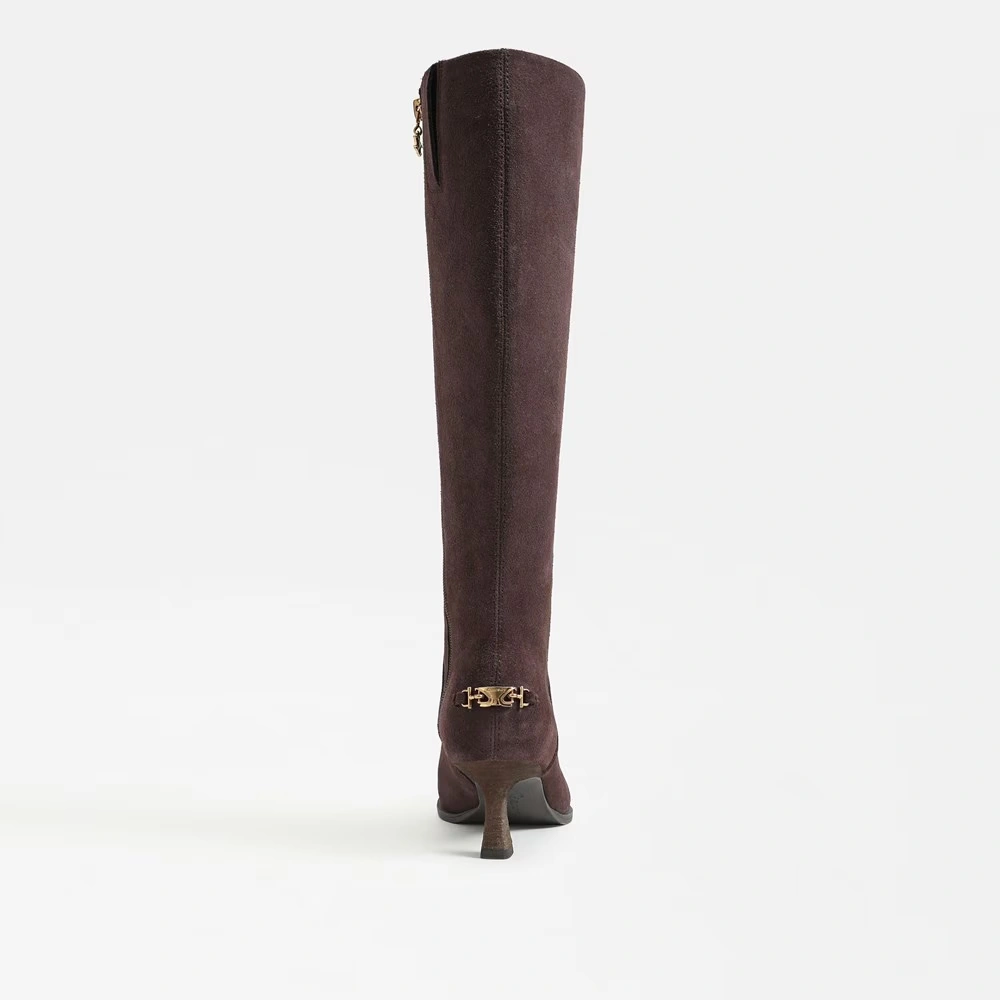 Yulia Wide Calf Knee High Boot Dark Chocolate Suede