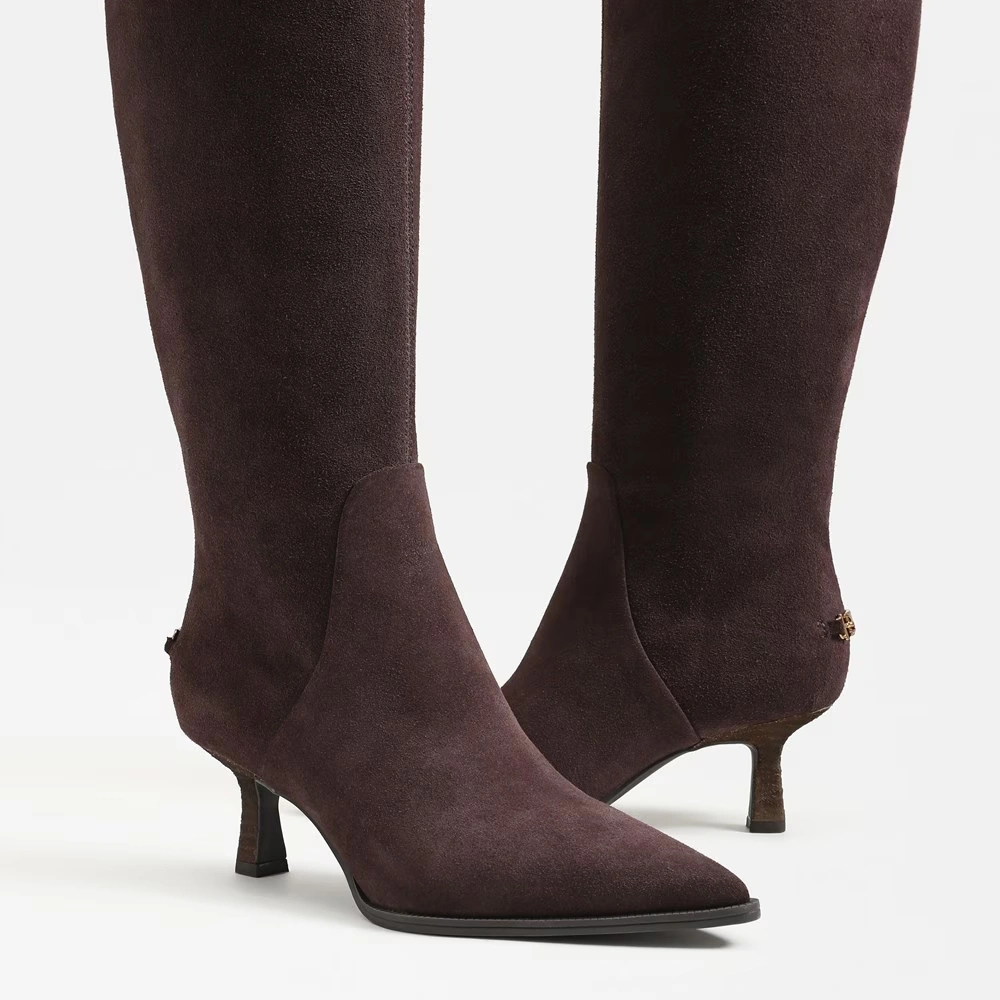 Yulia Wide Calf Knee High Boot Dark Chocolate Suede