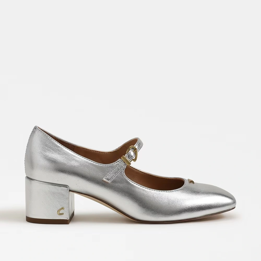 Eloisa Block Heel Mary Jane Soft Silver