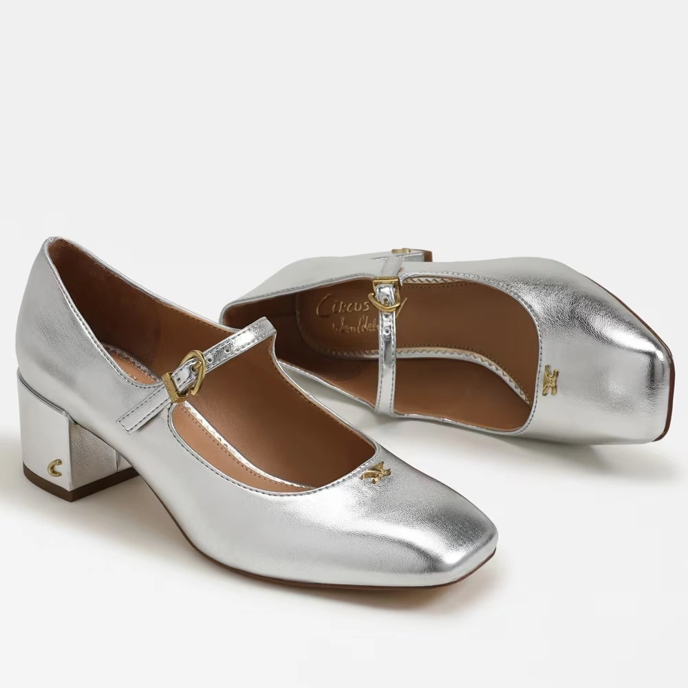 Eloisa Block Heel Mary Jane Soft Silver