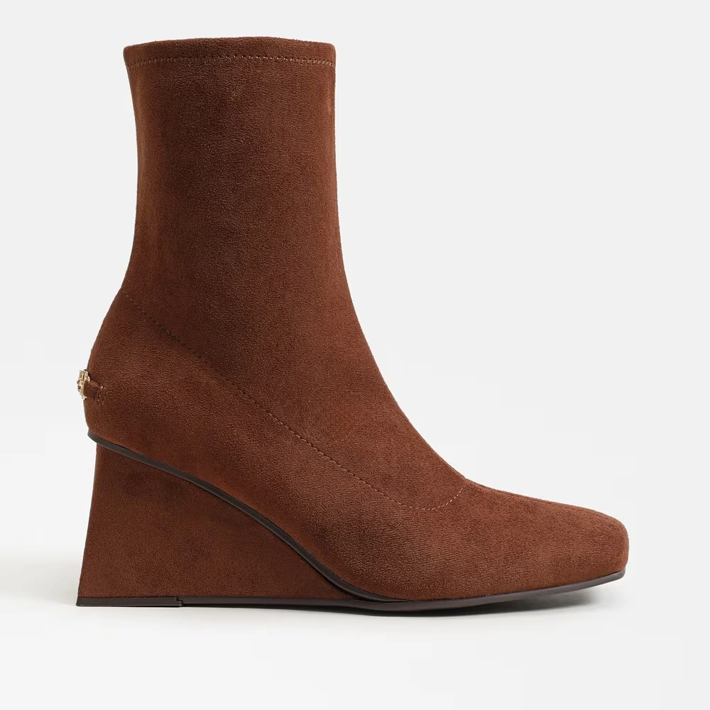 Lia Wedge Bootie Rich Cognac Fabric
