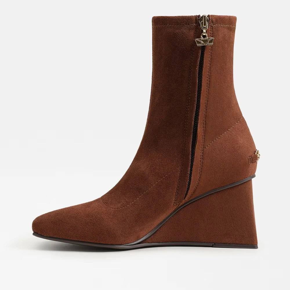 Lia Wedge Bootie Rich Cognac Fabric 4 Lia Wedge Bootie Rich Cognac Fabric