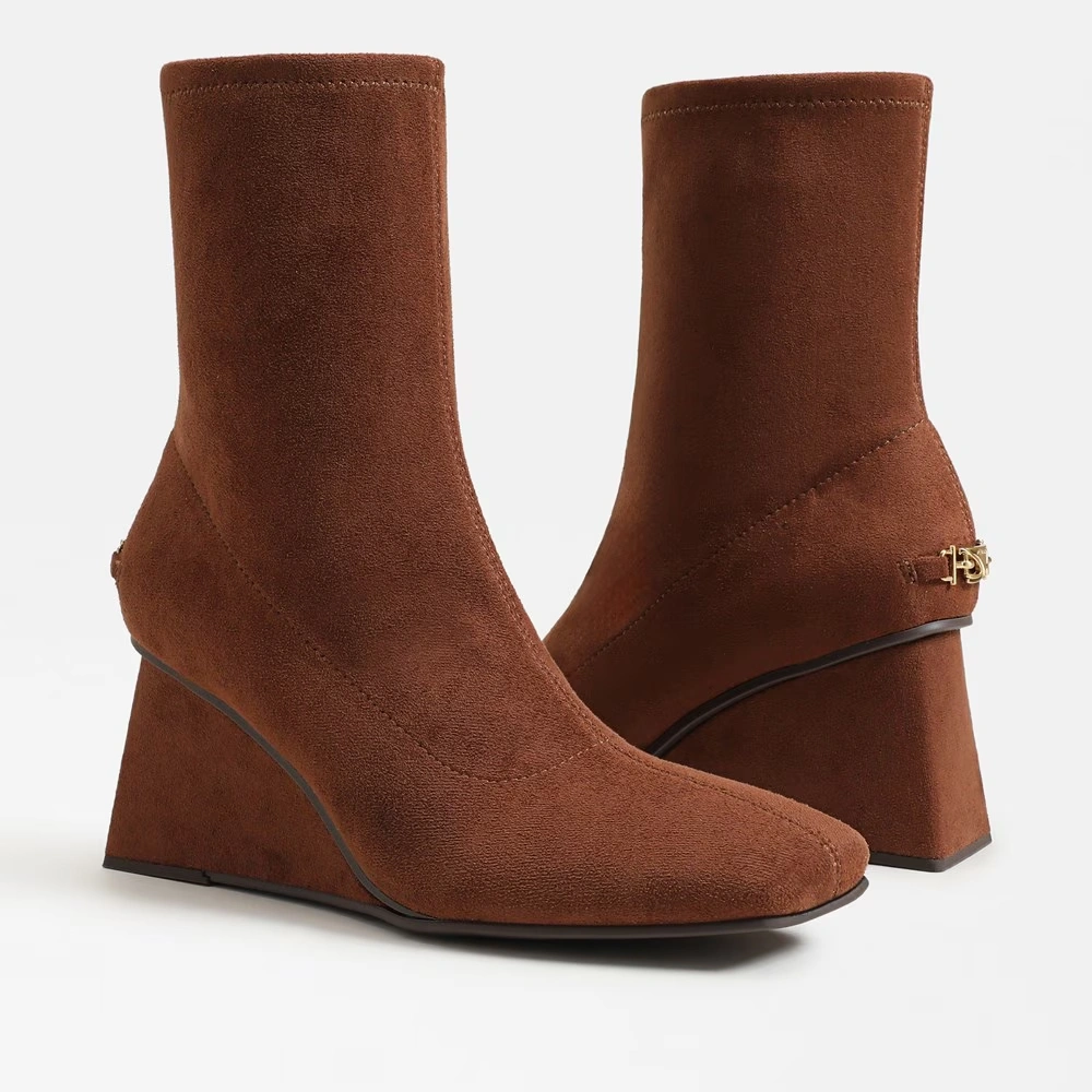 Lia Wedge Bootie Rich Cognac Fabric 7 Lia Wedge Bootie Rich Cognac Fabric