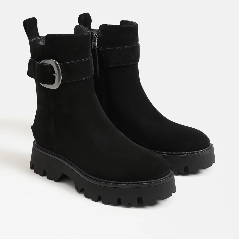 Primm Short Boot Black Leather/Faux Leather