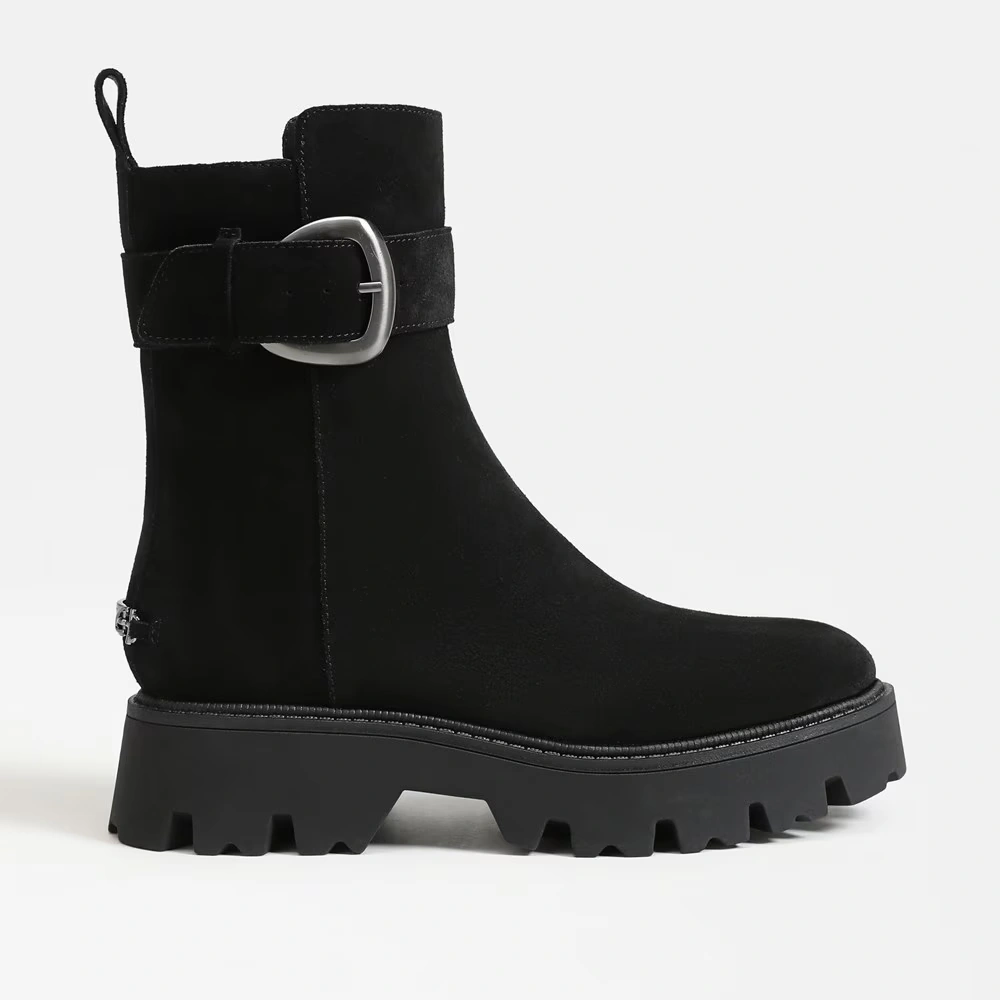 Primm Short Boot Black Leather/Faux Leather