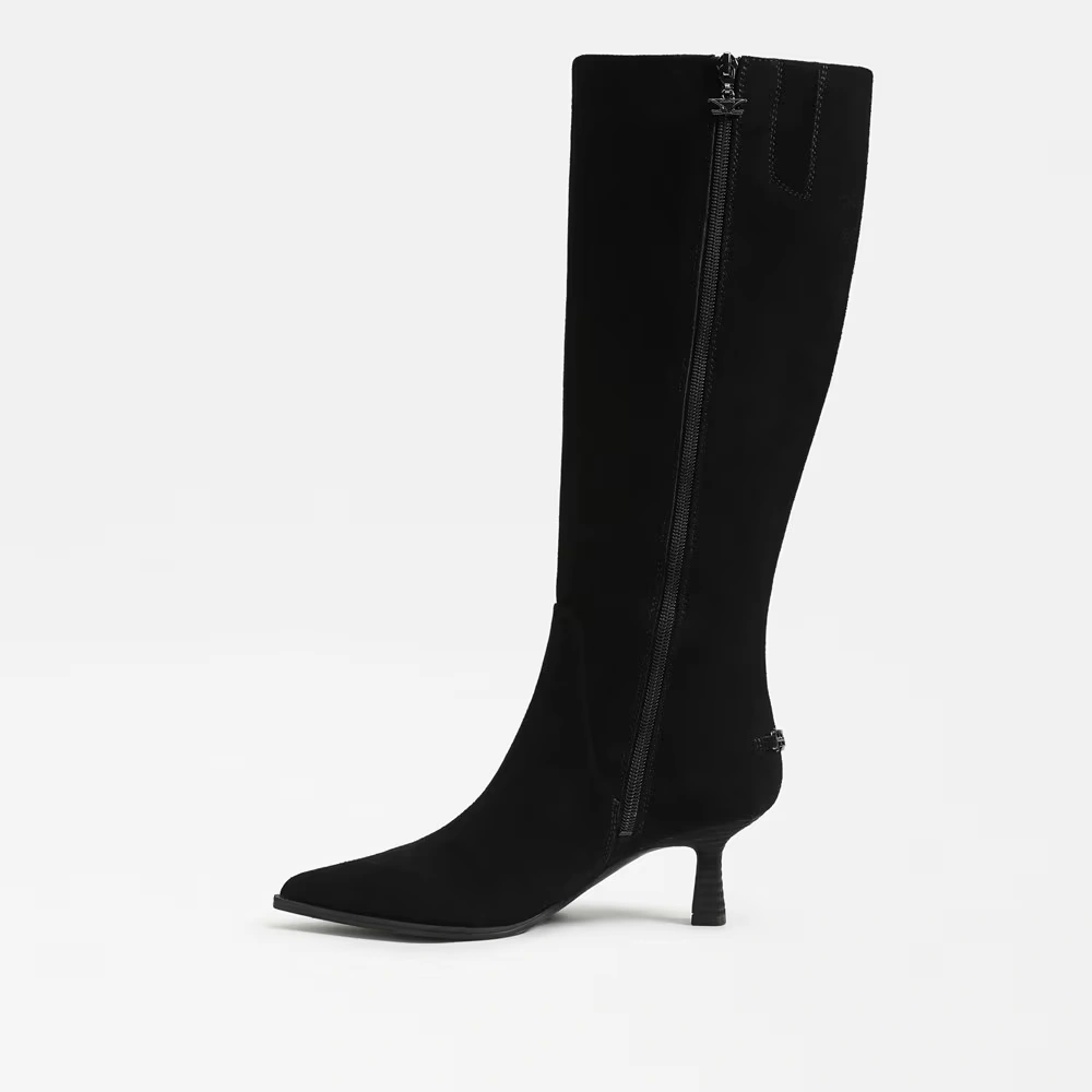 Yulia Wide Calf Knee High Boot Black Suede 4 Yulia Wide Calf Knee High Boot Black Suede