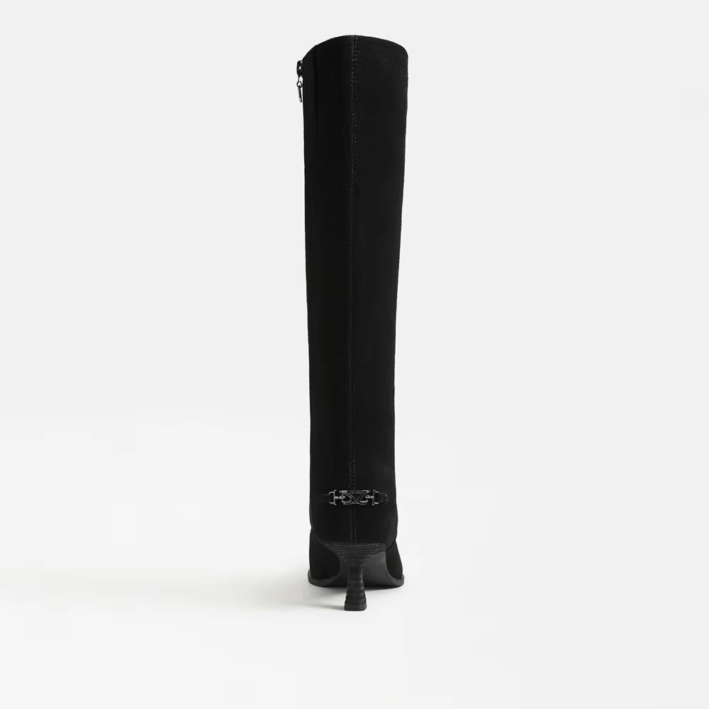 Yulia Wide Calf Knee High Boot Black Suede 5 Yulia Wide Calf Knee High Boot Black Suede