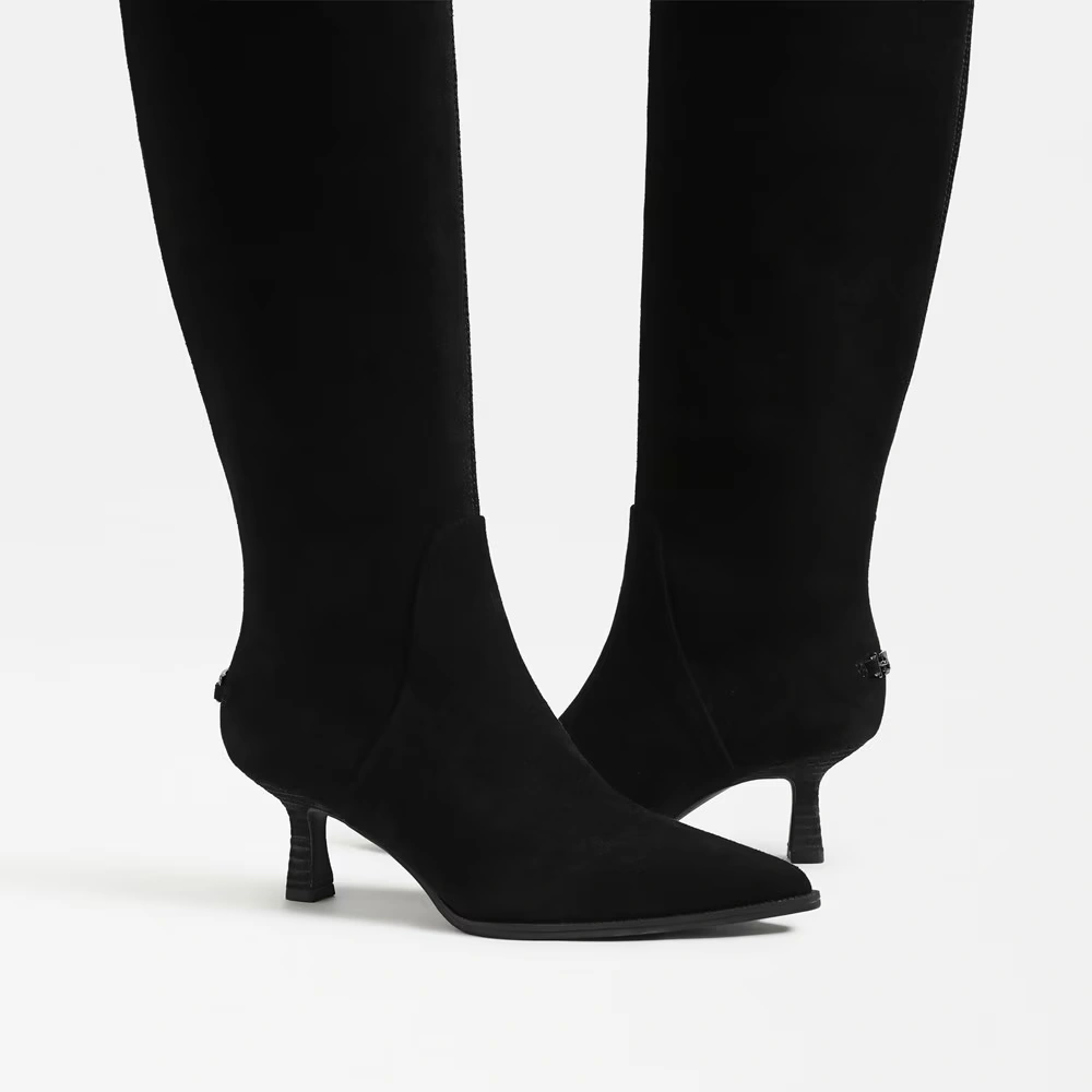 Yulia Wide Calf Knee High Boot Black Suede 7 Yulia Wide Calf Knee High Boot Black Suede