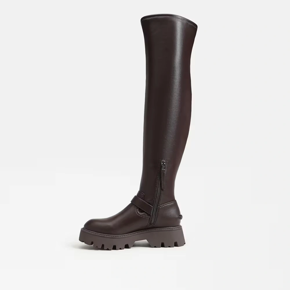 Pace Over the Knee Boot Dark Chocolate Faux Leather 4 Pace Over the Knee Boot Dark Chocolate Faux Leather