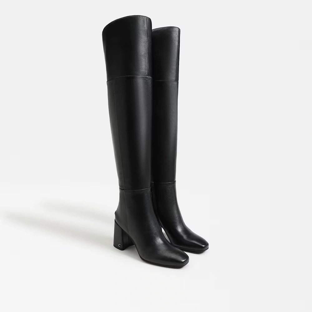 Brigid Wide Calf Over The Knee Boot Black Leather