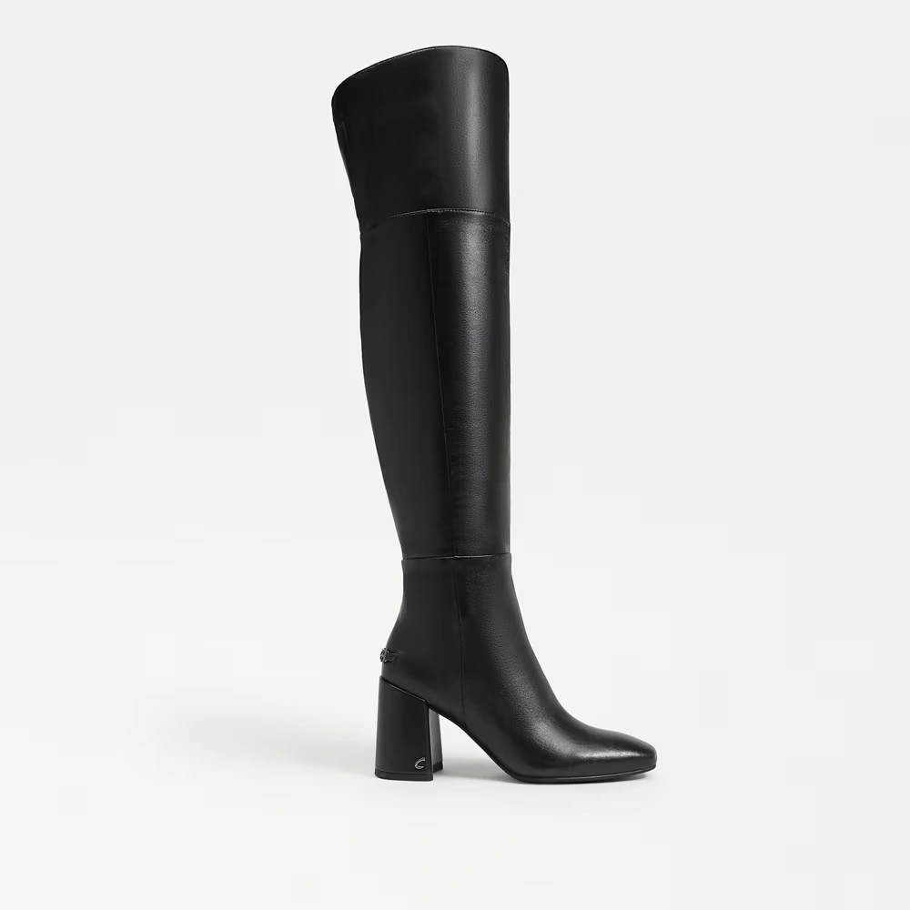 Brigid Wide Calf Over The Knee Boot Black Leather
