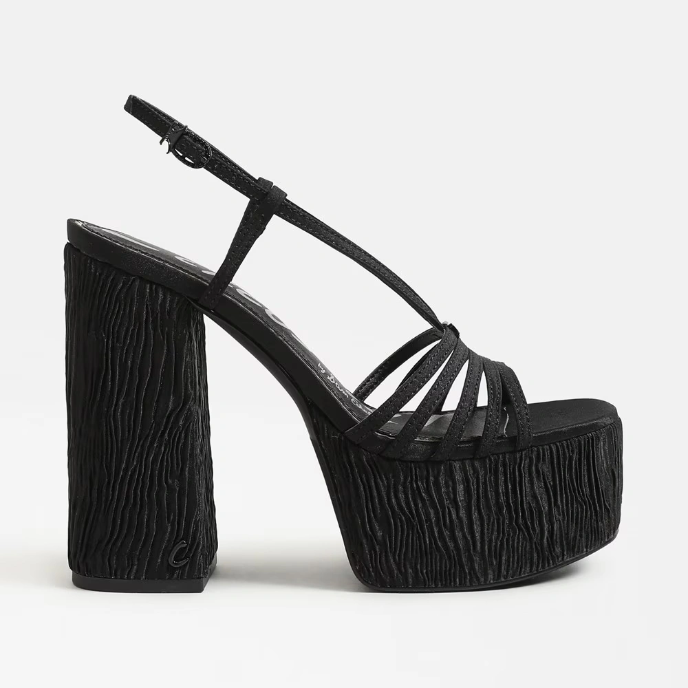 Siena Platform Sandal Black Silk