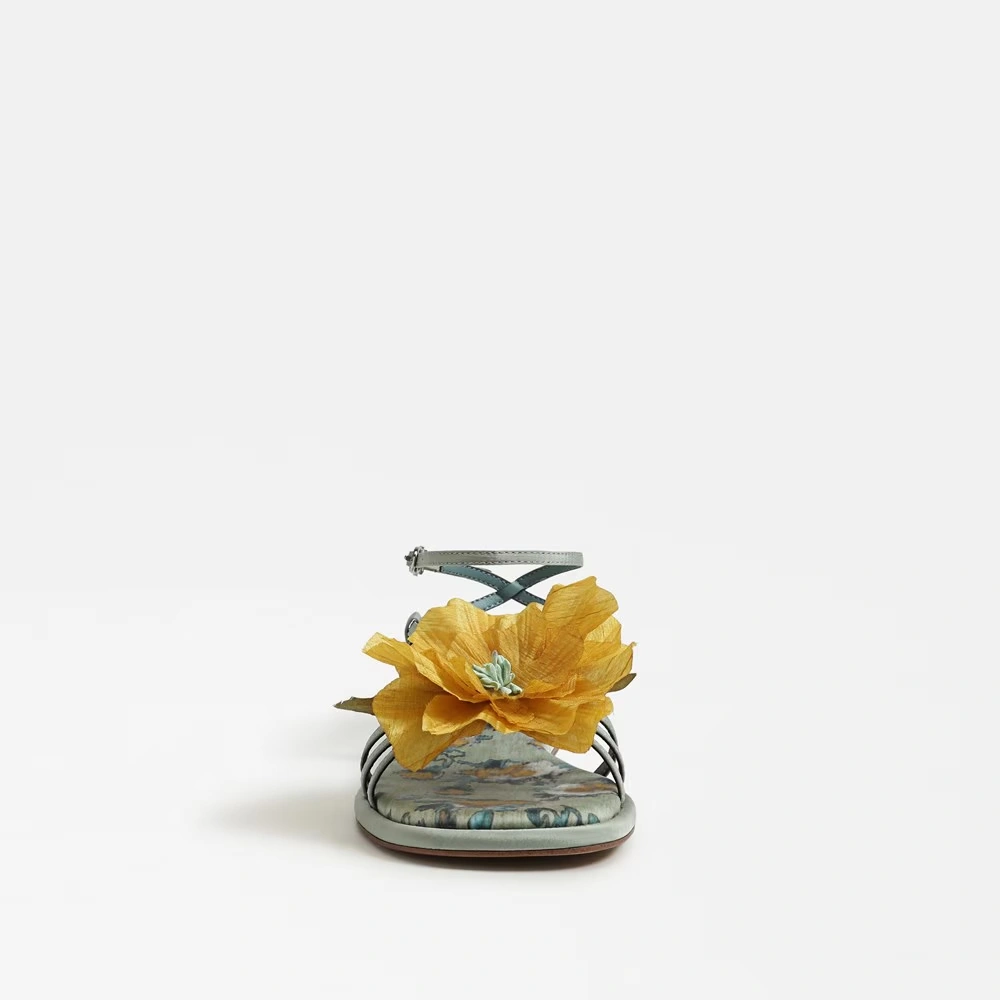 Olana Flower Strappy Sandal Cool Mint/Yellow Satin 3 Olana Flower Strappy Sandal Cool Mint/Yellow Satin