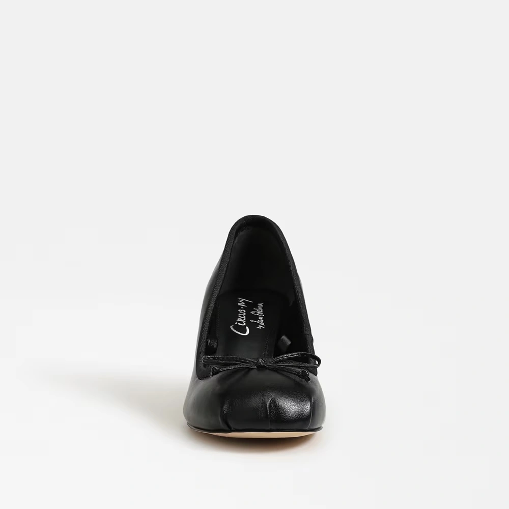 Della Wrap Up Block Heel Ballet Black Fabric