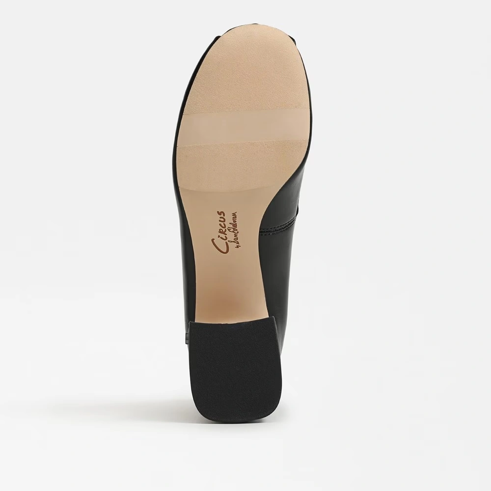 Della Wrap Up Block Heel Ballet Black Fabric