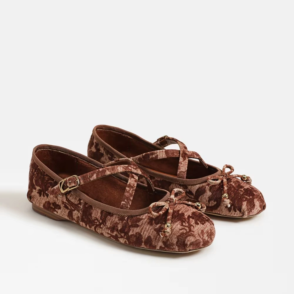 Zuri Strap Ballet Flat Rich Cognac Multi
