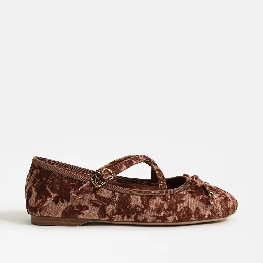 Zuri Strap Ballet Flat Rich Cognac Multi