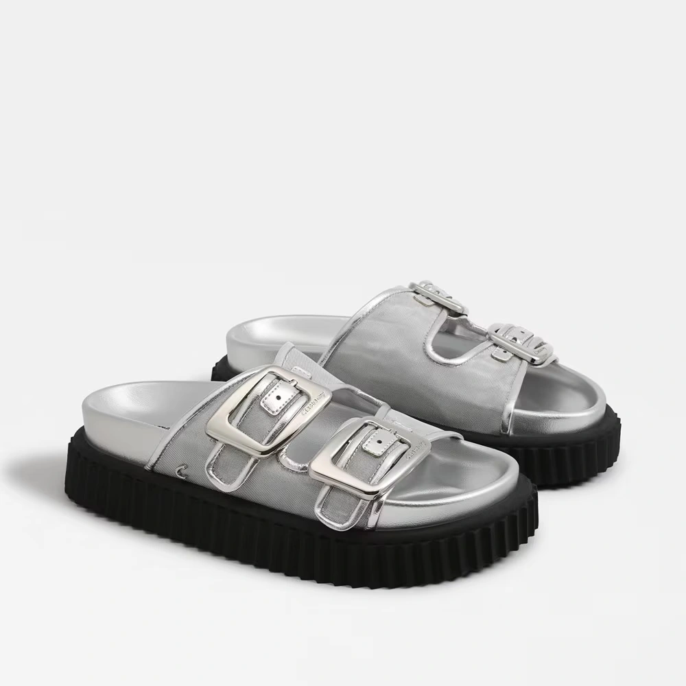 Cris Platform Slide Sandal Soft Silver