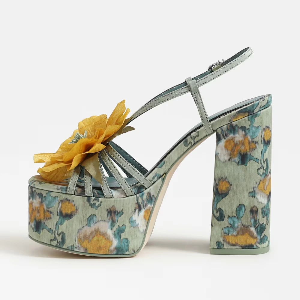 Siena Flower Platform Sandal Cool Mint/Yellow Satin 4 Siena Flower Platform Sandal Cool Mint/Yellow Satin