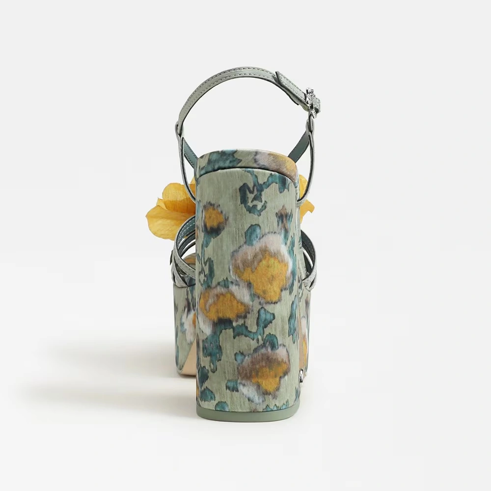 Siena Flower Platform Sandal Cool Mint/Yellow Satin 5 Siena Flower Platform Sandal Cool Mint/Yellow Satin
