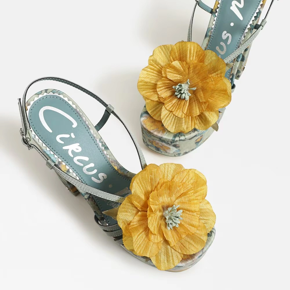Siena Flower Platform Sandal Cool Mint/Yellow Satin 7 Siena Flower Platform Sandal Cool Mint/Yellow Satin