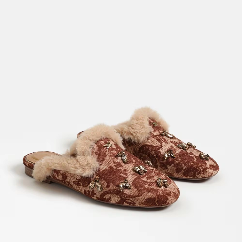 Tillie Cozy Mule Rich Cognac Multi Fabric