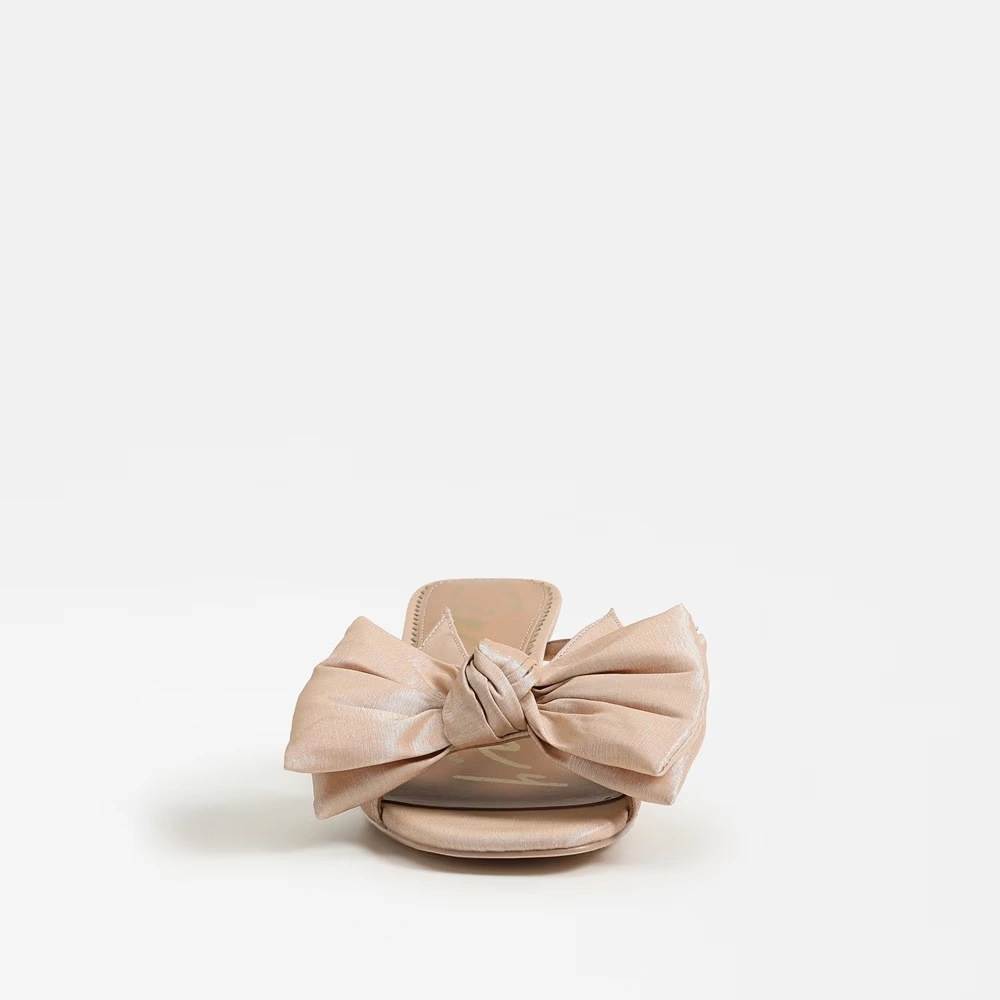 Natalina Kitten Heel Mule Champagne Fabric 3 Natalina Kitten Heel Mule Champagne Fabric