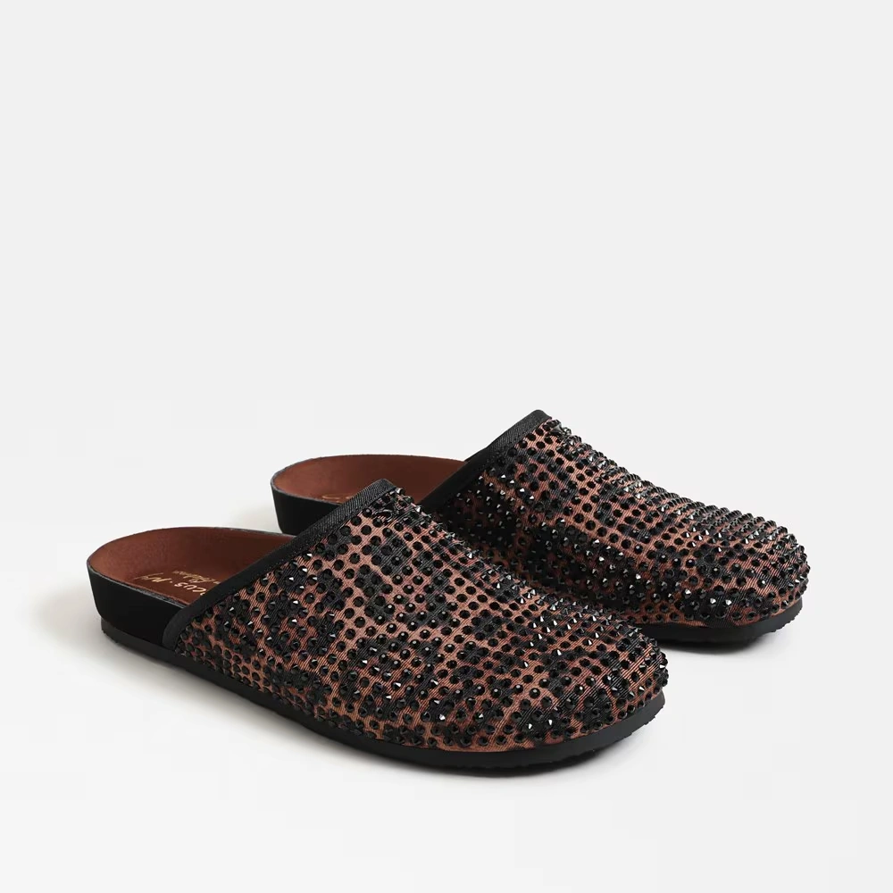 Sabina Glitz Clog Leopard Print Fabric