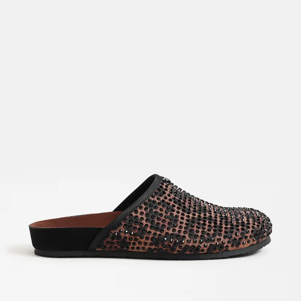 Sabina Glitz Clog Leopard Print Fabric