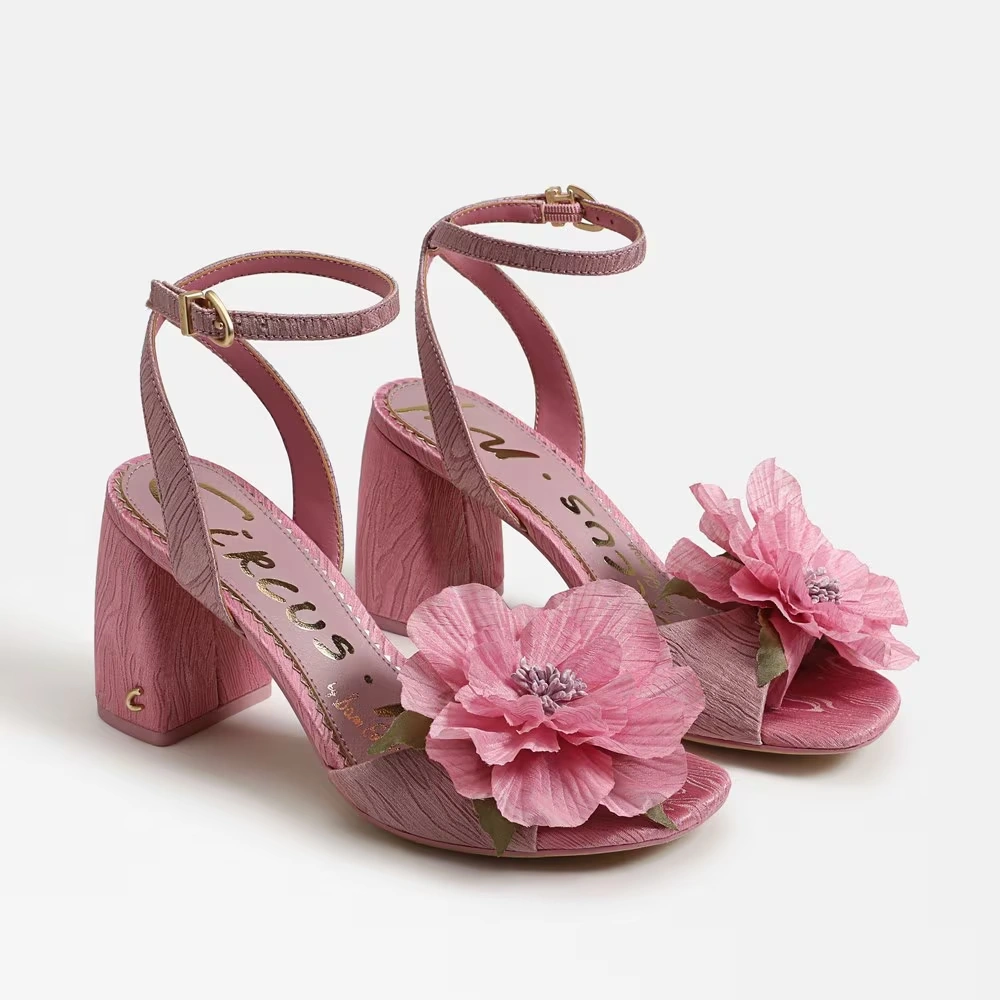 Aria Flower Block Heel Sandal Blush/Pink Prism Fabric