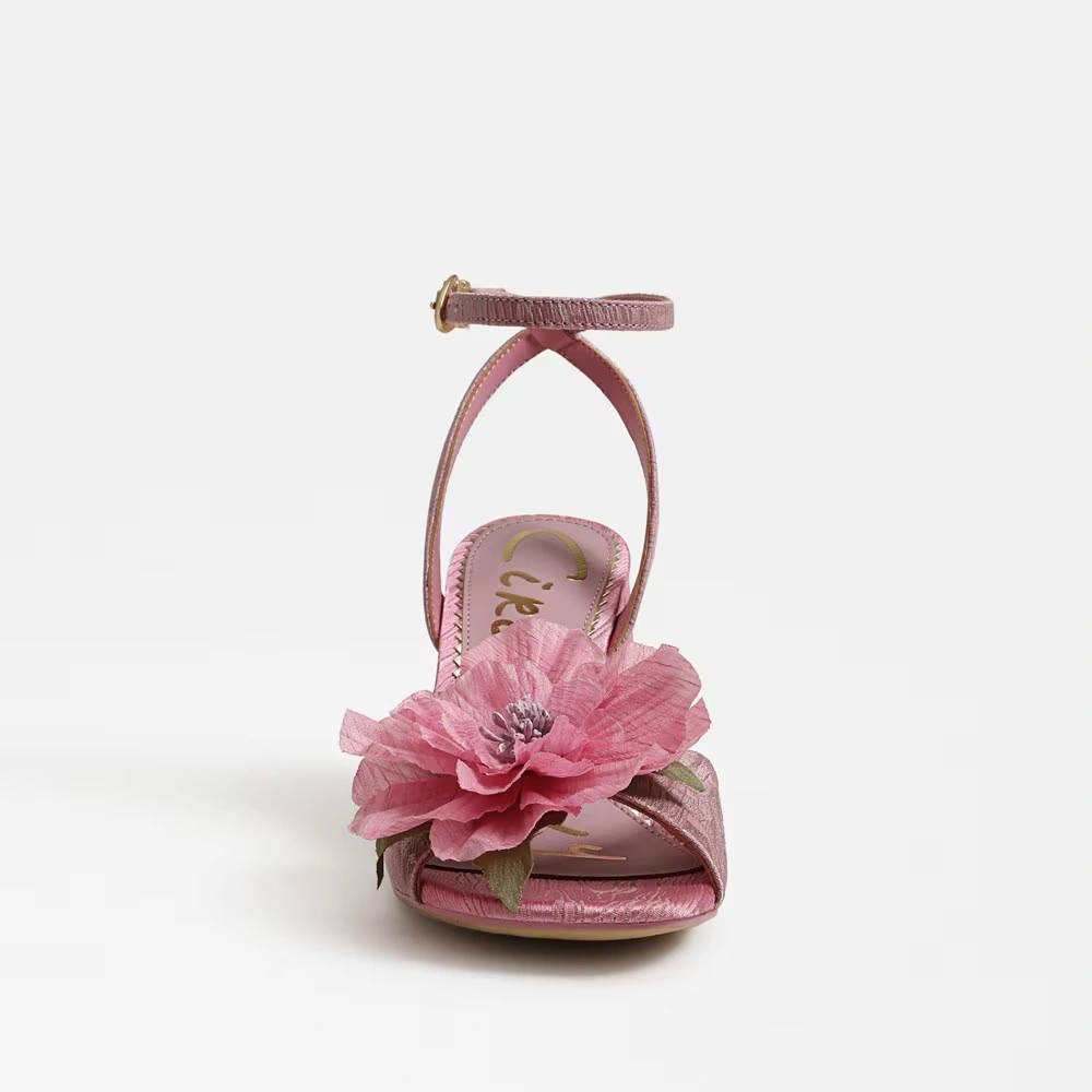 Aria Flower Block Heel Sandal Blush/Pink Prism Fabric
