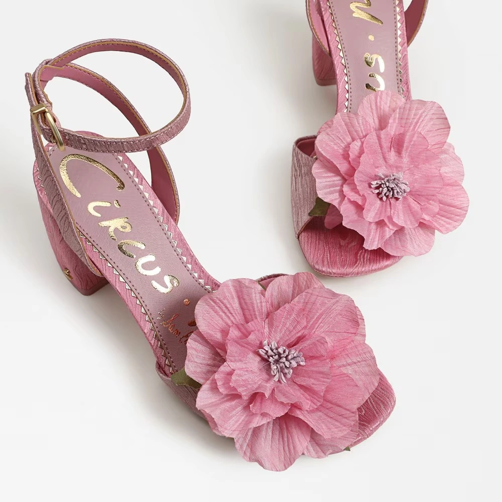 Aria Flower Block Heel Sandal Blush/Pink Prism Fabric