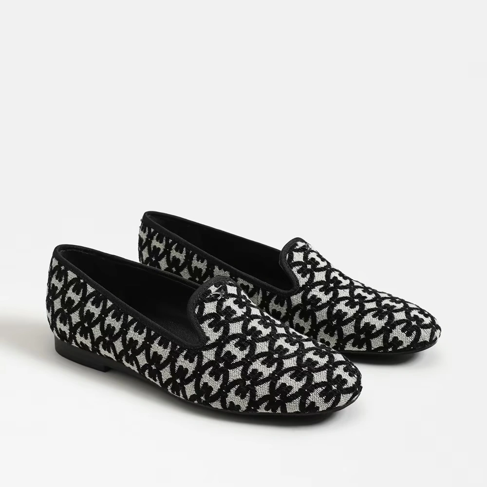 Tiffany Flat Loafer Black/Natural Fabric
