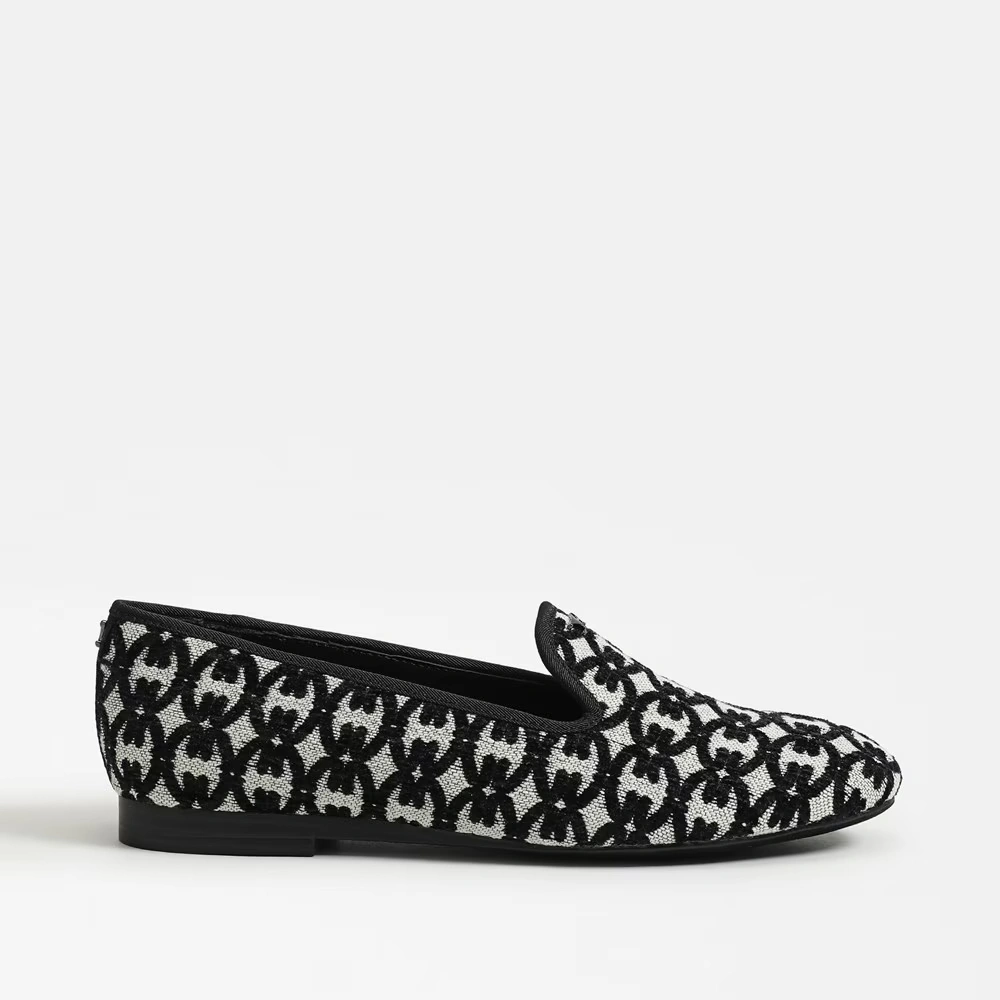 Tiffany Flat Loafer Black/Natural Fabric