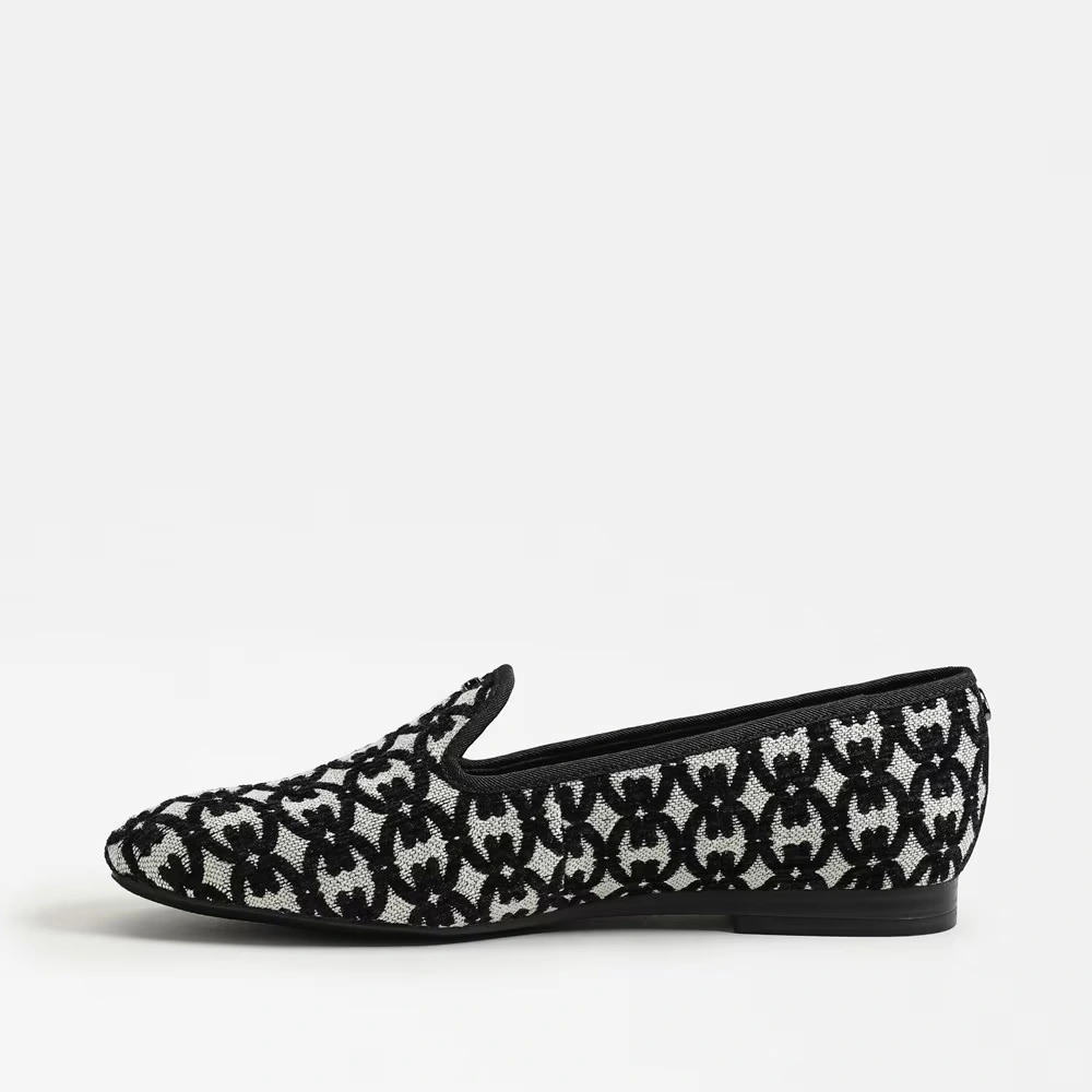 Tiffany Flat Loafer Black/Natural Fabric 4 Tiffany Flat Loafer Black/Natural Fabric