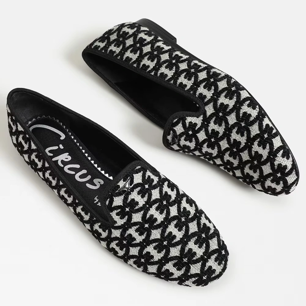 Tiffany Flat Loafer Black/Natural Fabric 7 Tiffany Flat Loafer Black/Natural Fabric