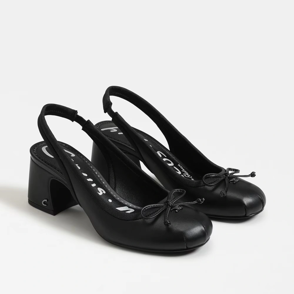 Diane Slingback Ballet Heel Black Leather