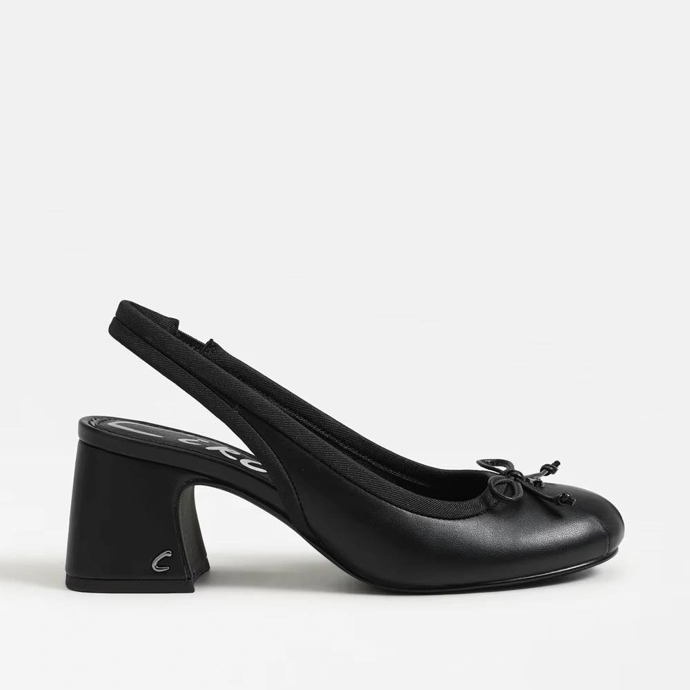 Diane Slingback Ballet Heel Black Leather