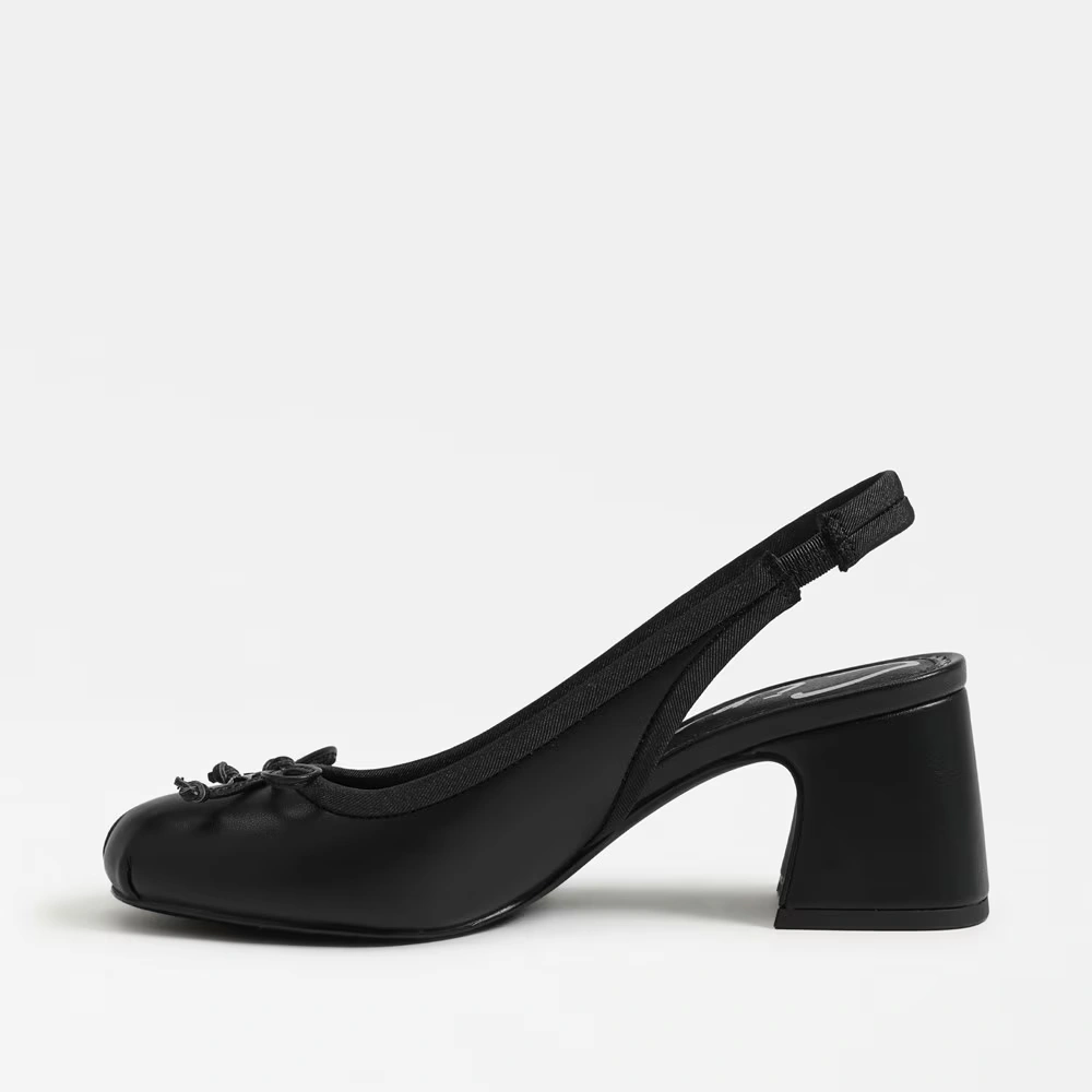 Diane Slingback Ballet Heel Black Leather