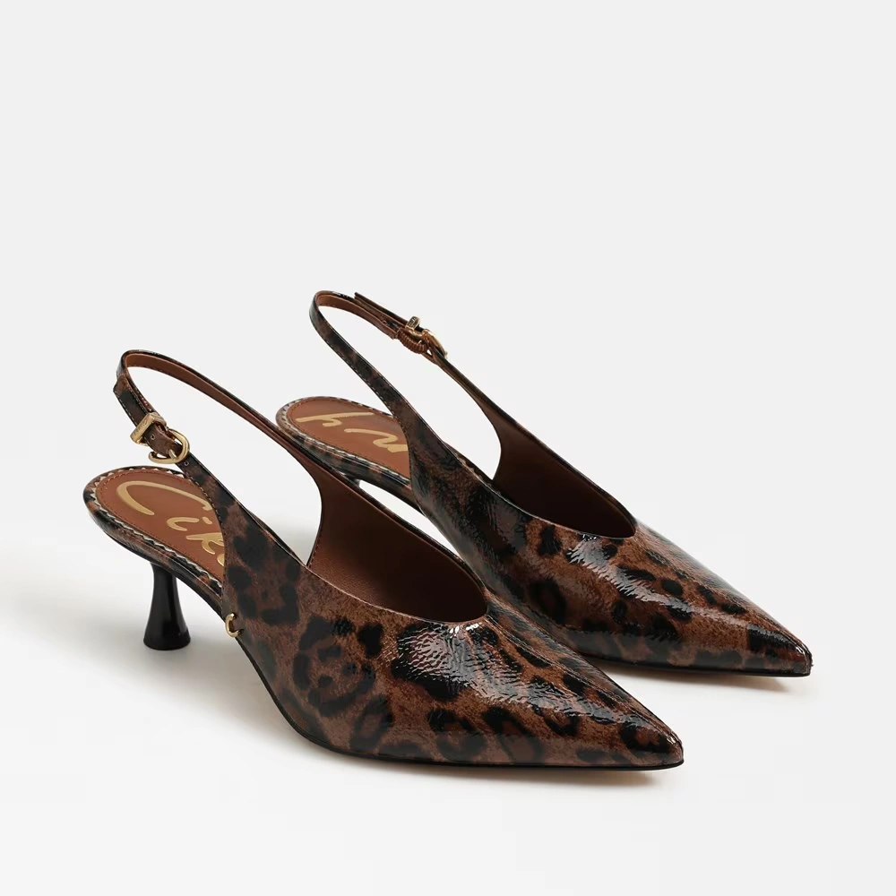 Fawn Slingback Pump Leopard Print Faux Leather