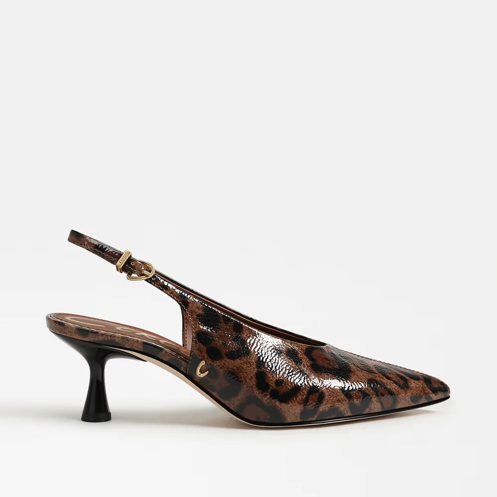 Fawn Slingback Pump Leopard Print Faux Leather