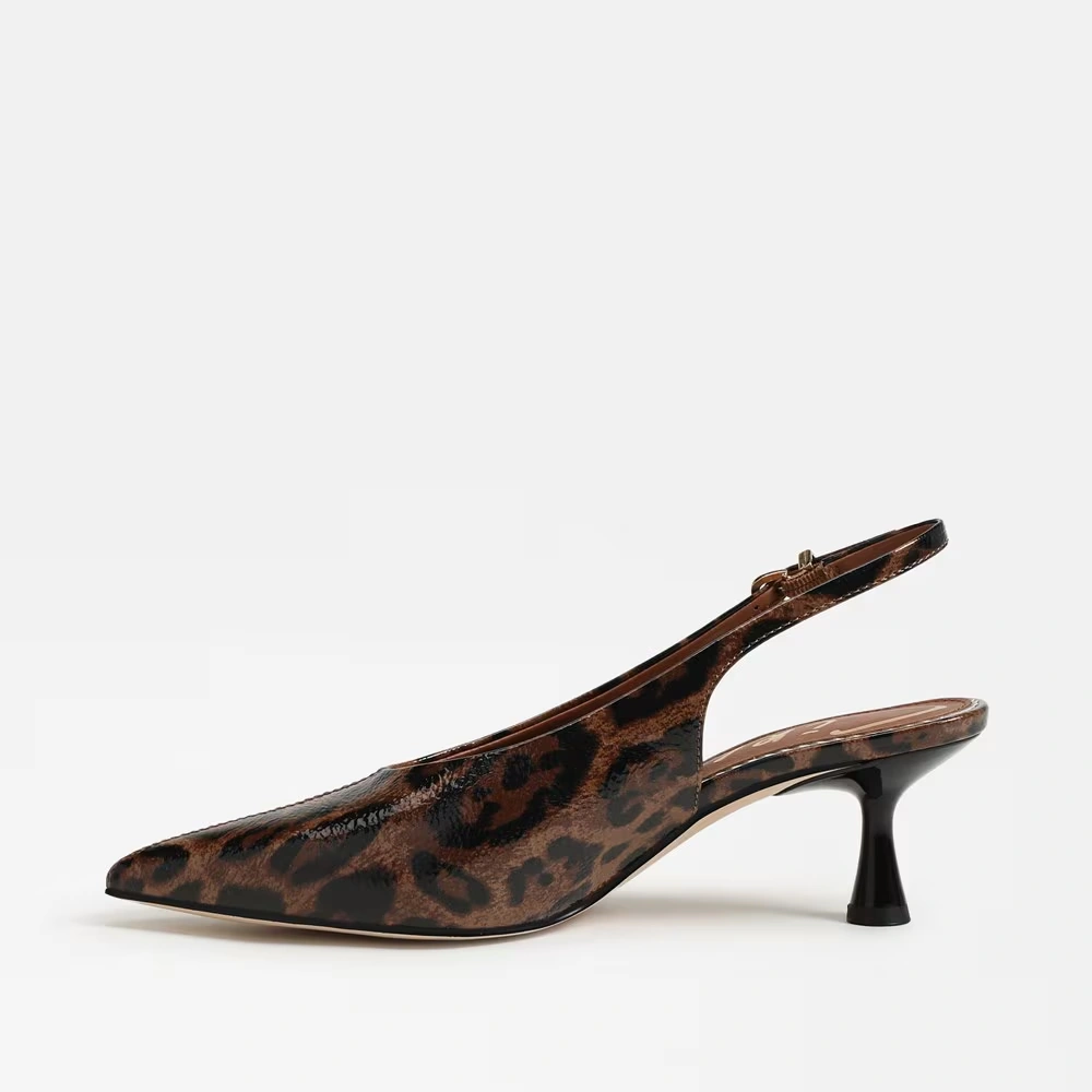 Fawn Slingback Pump Leopard Print Faux Leather