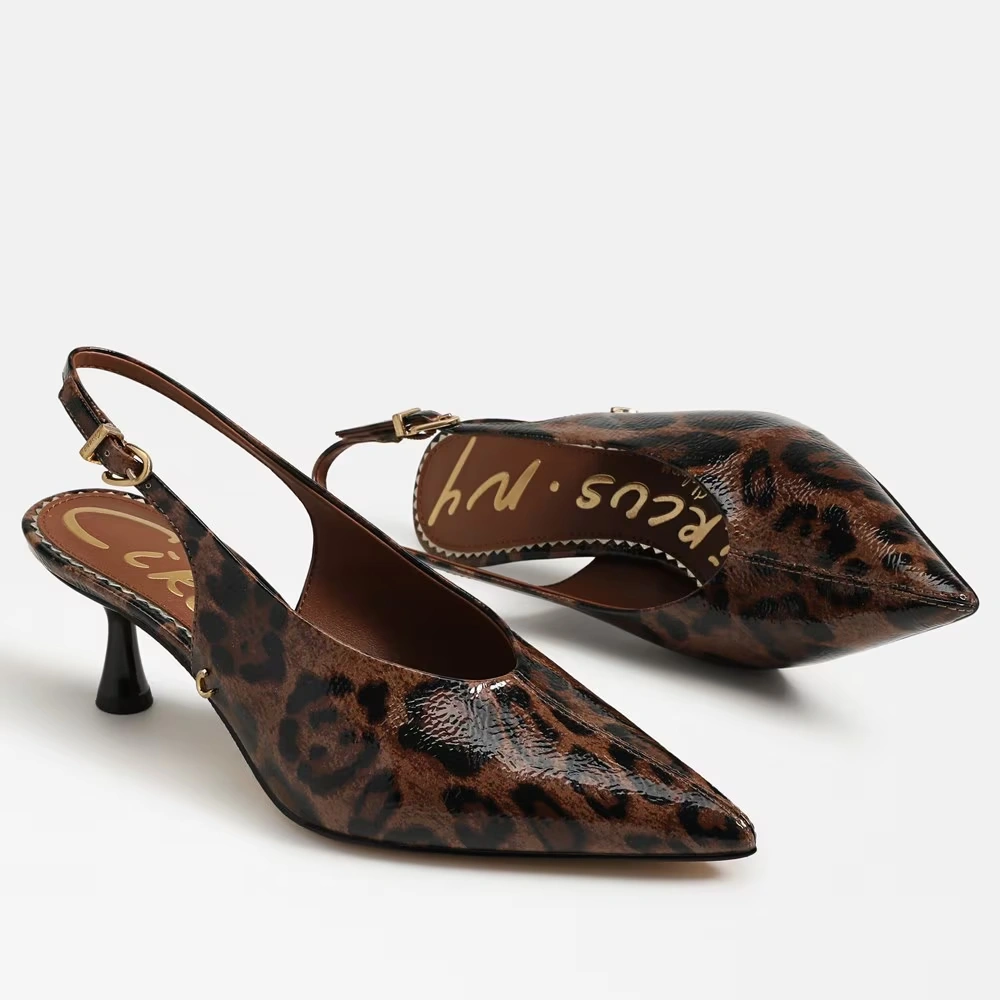 Fawn Slingback Pump Leopard Print Faux Leather