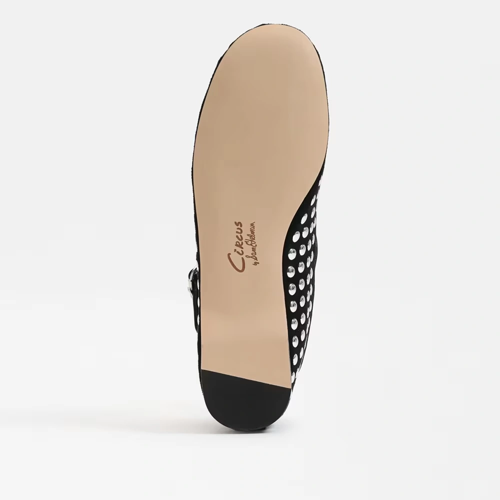 Zuri Metal Strap Ballet Flat Black Metal Suede 6 Zuri Metal Strap Ballet Flat Black Metal Suede