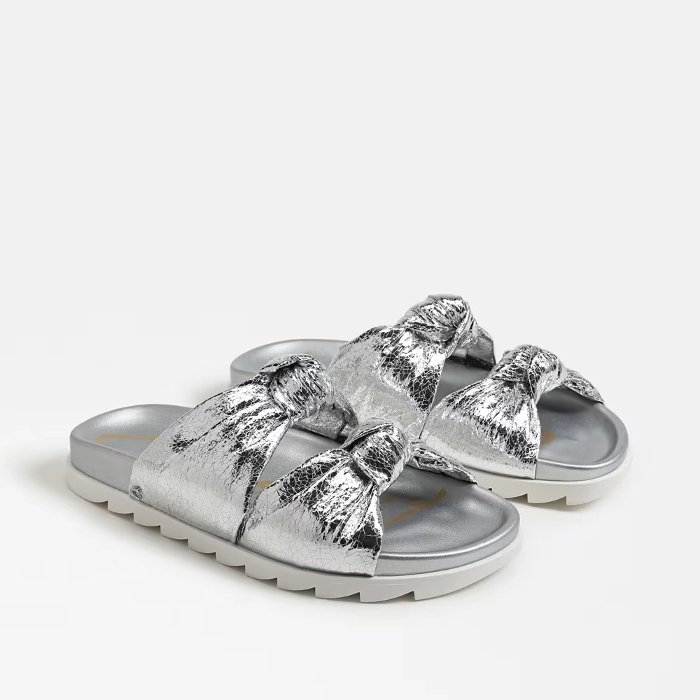 Estelle Slide Sandal Soft Silver Fabric