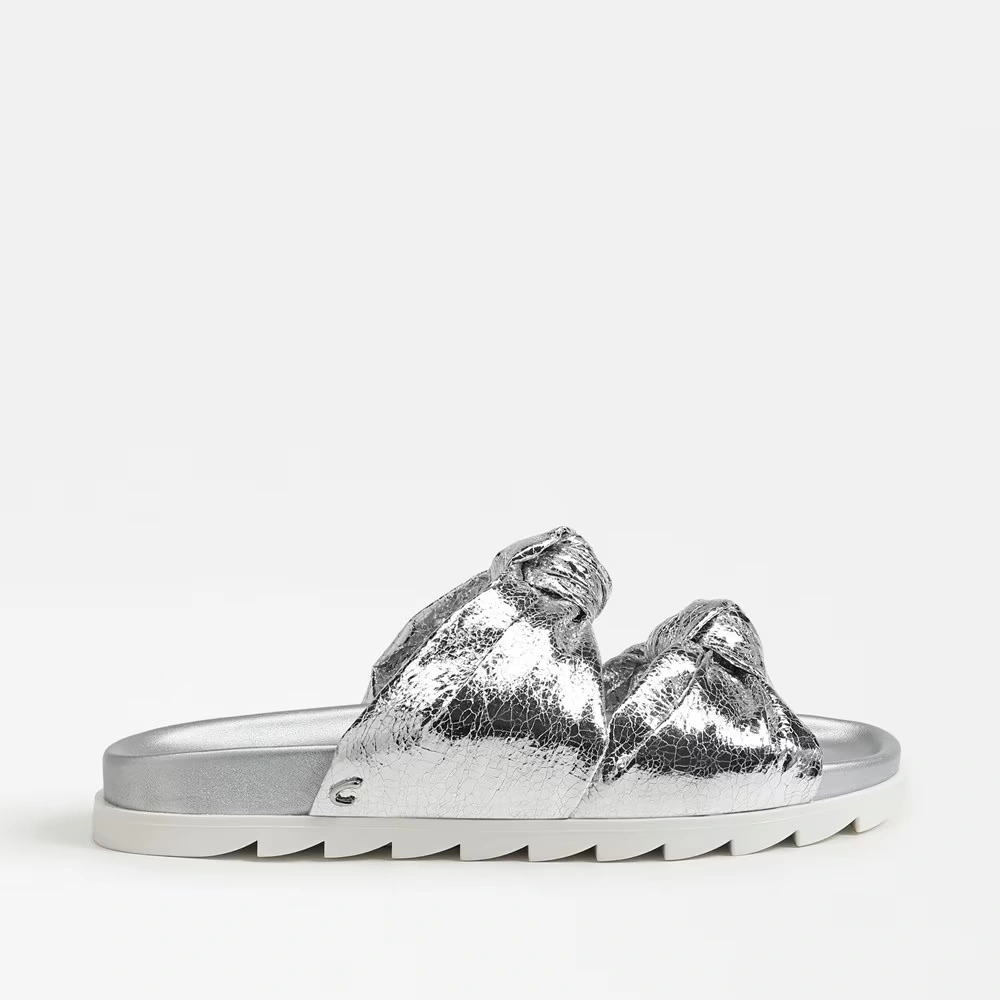 Estelle Slide Sandal Soft Silver Fabric