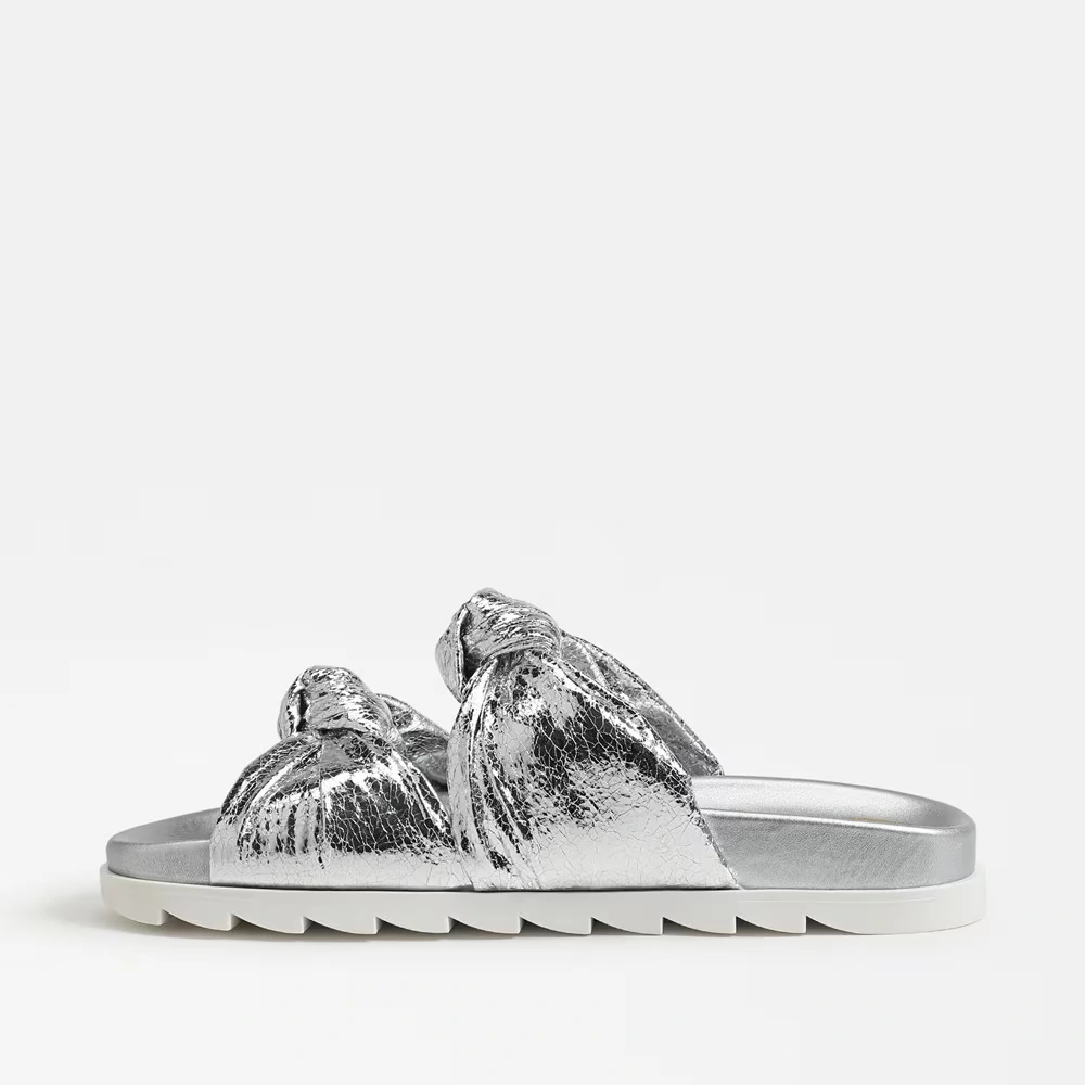 Estelle Slide Sandal Soft Silver Fabric