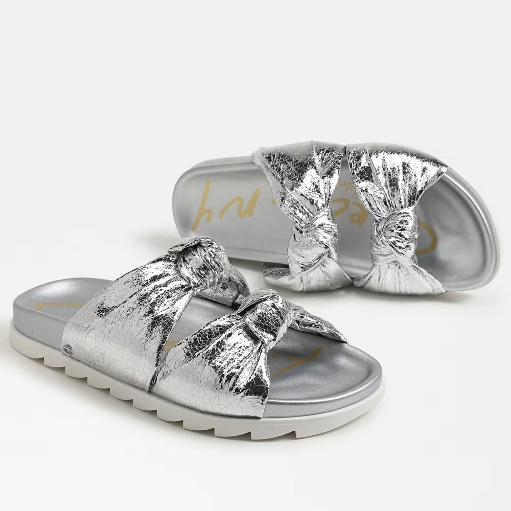 Estelle Slide Sandal Soft Silver Fabric