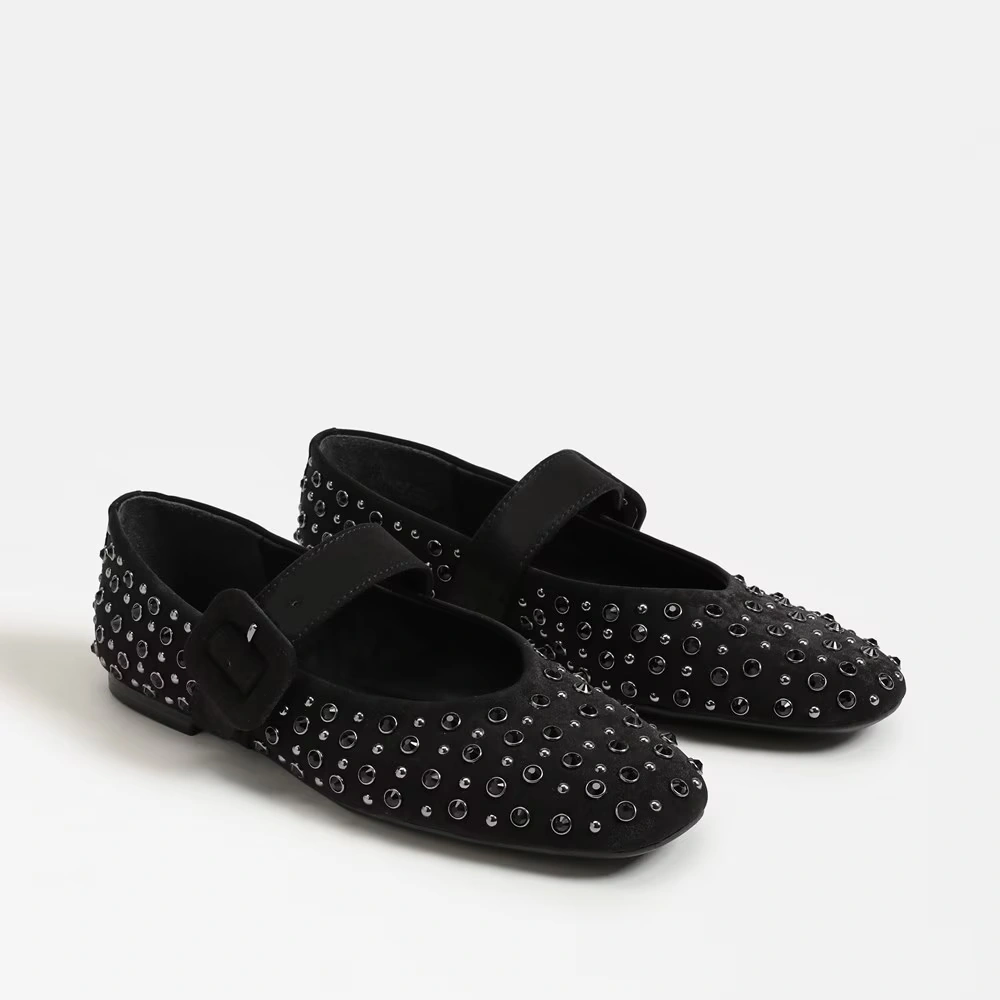 Blaire Mary Jane Flat Black Satin