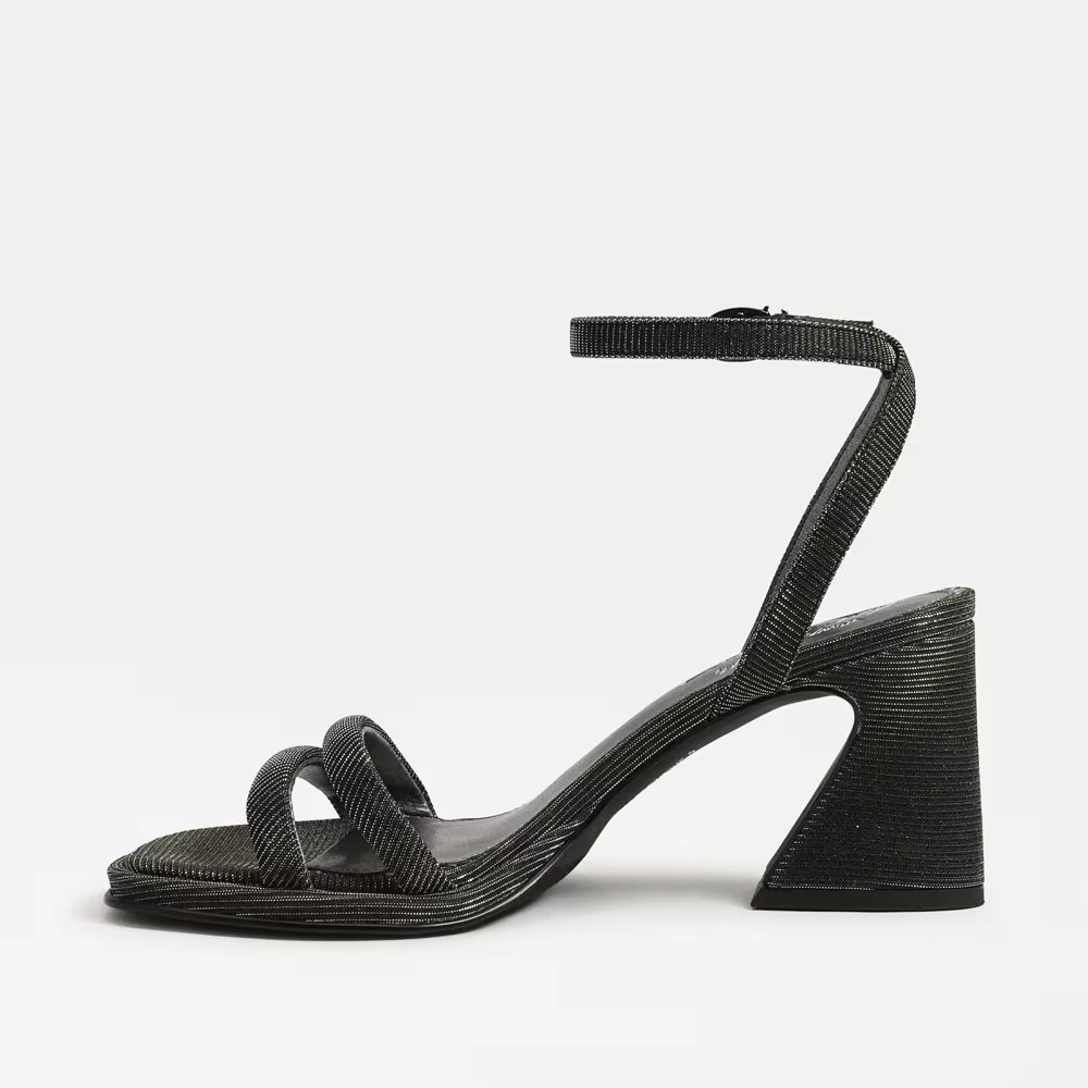 Holly Glitz Block Heel Sandal Black Metal Fabric 4 Holly Glitz Block Heel Sandal Black Metal Fabric